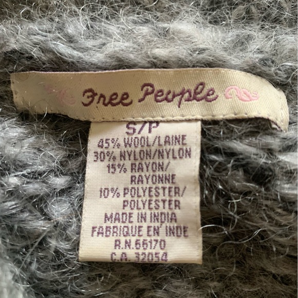 Free People Grey Wool blend Cardigan with Rose buttons Size Small - Picture 2 of 10